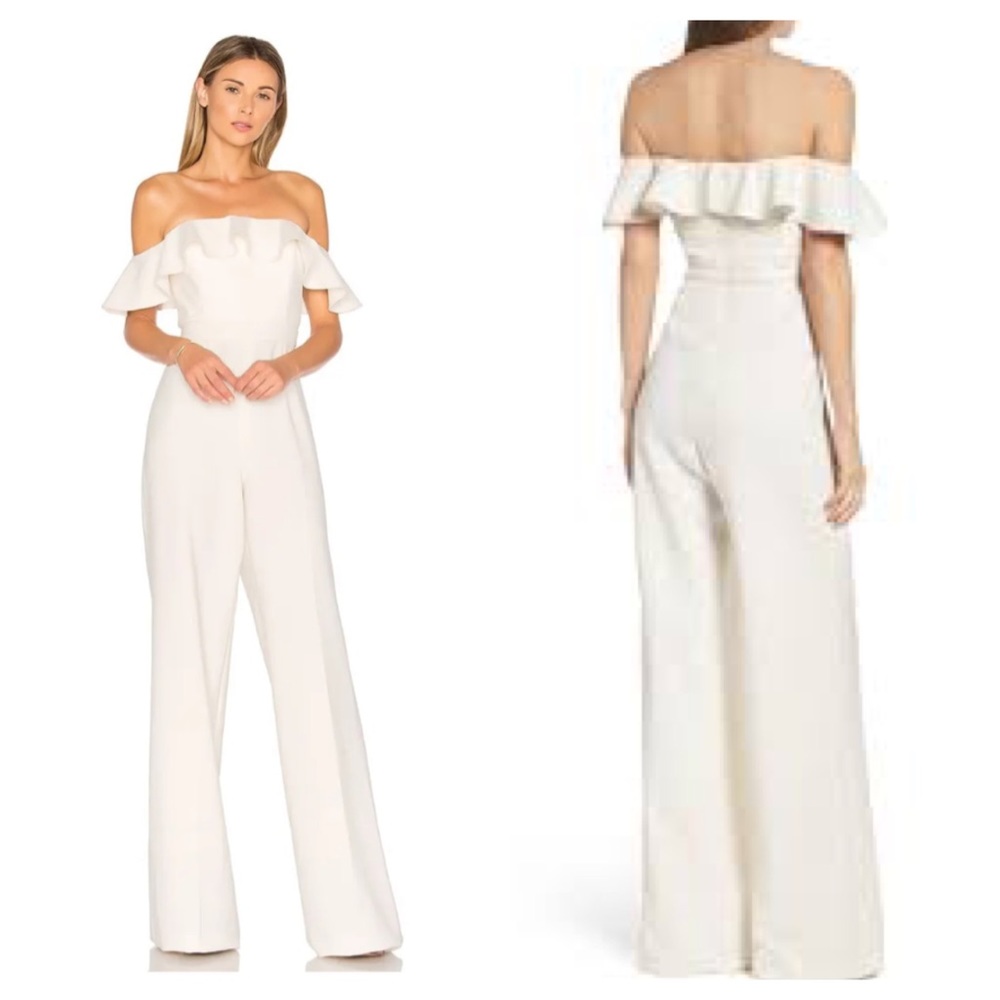 Jay Godfrey Biondi White Off Shoulder Wide Leg Jumpsuit 2
